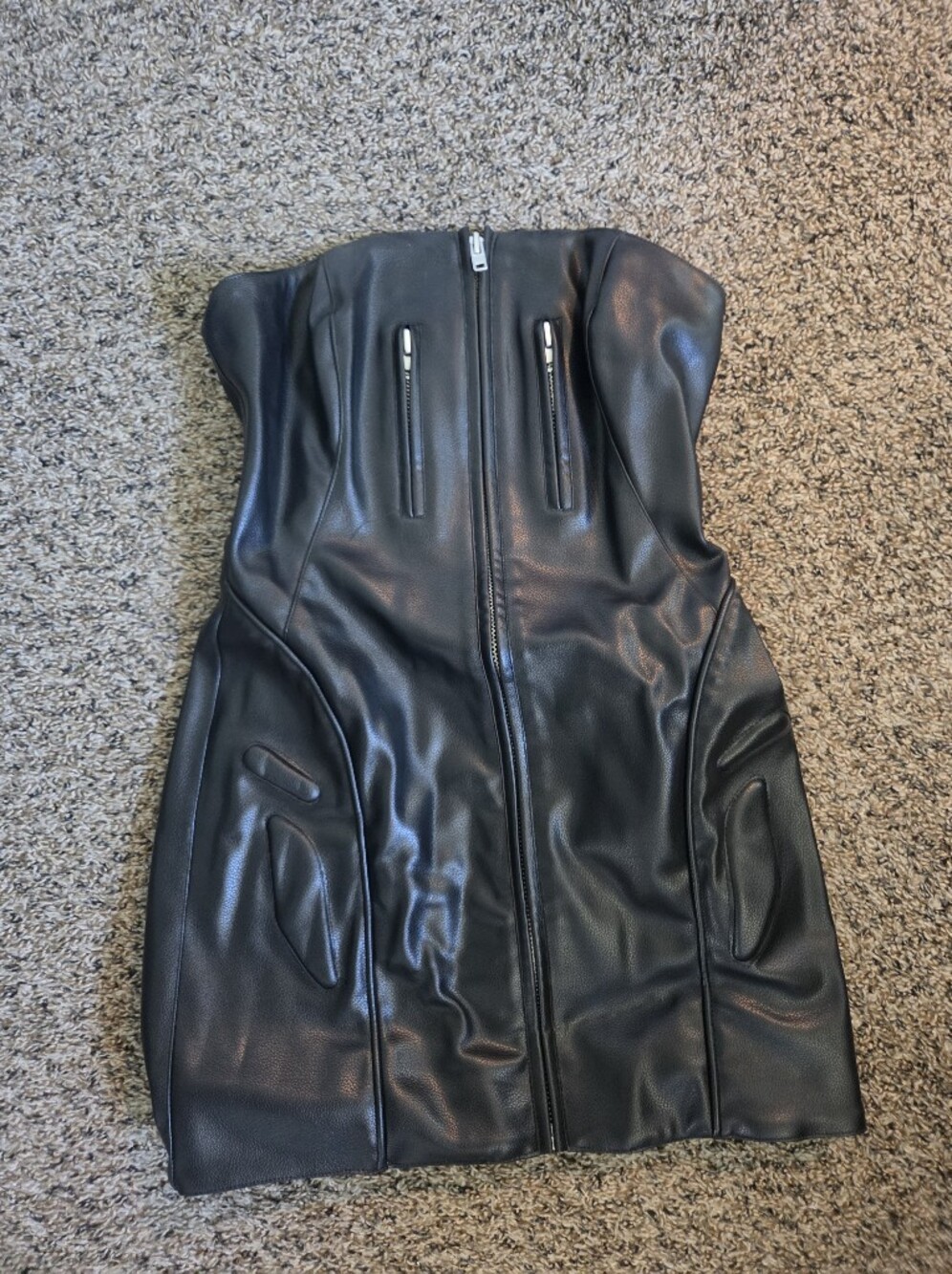 Khy by Kylie Jenner Faux Leather Strapless Mini Dress Black Size M NWT - Picture 7 of 8